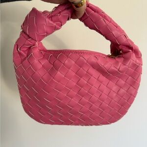 Pink Woven Handbag